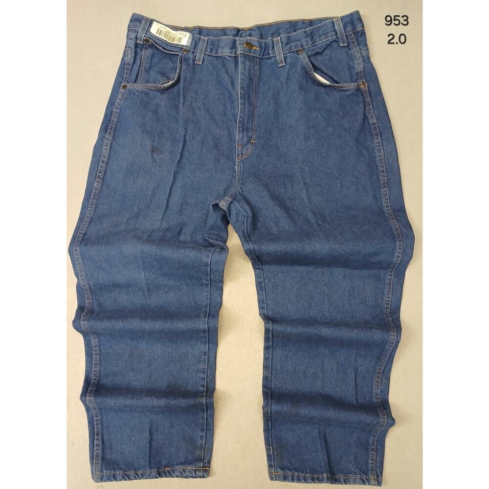 G & K (42x30) Men's Tapered Straight Leg Blue Denim Work Jeans